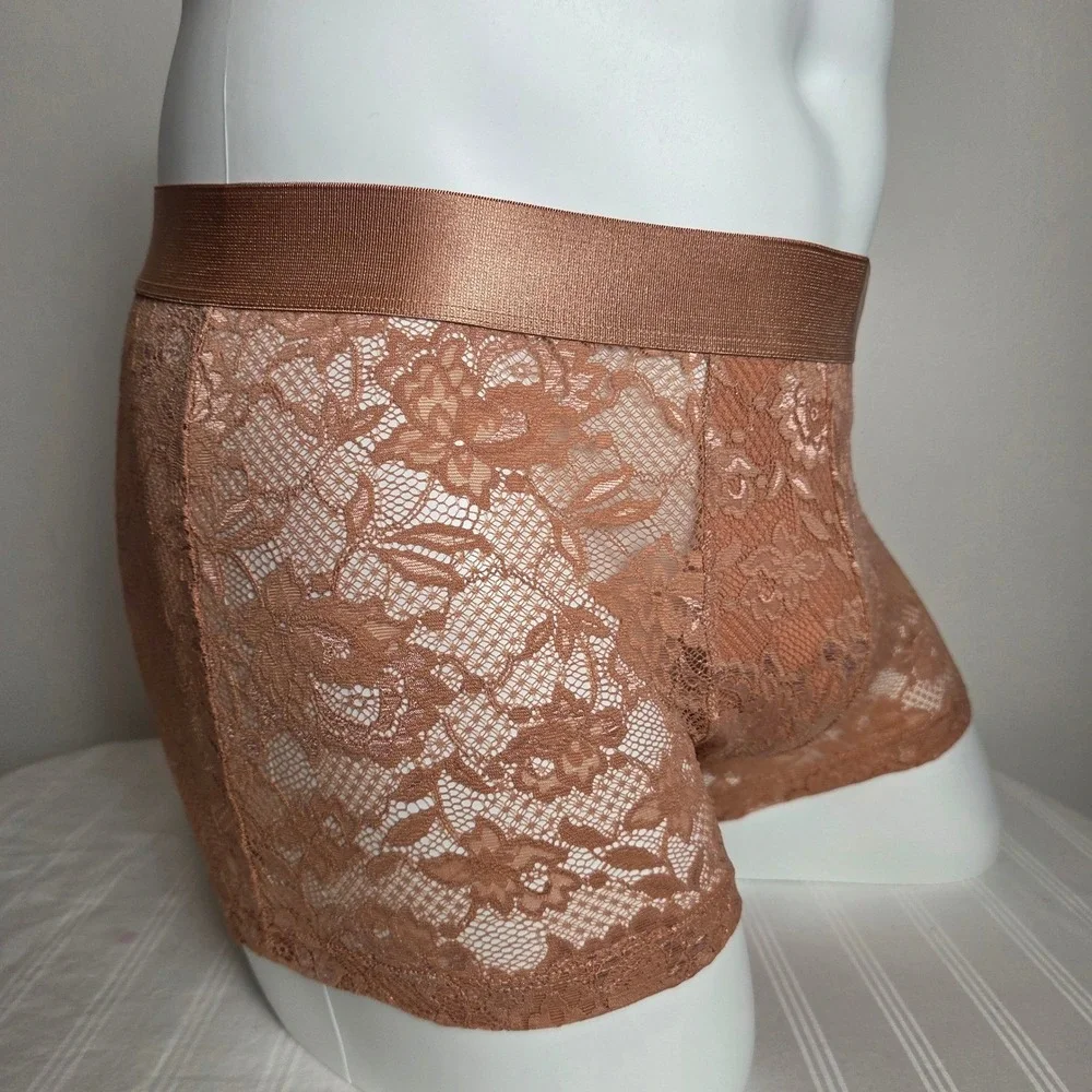 Cosabella Men's Designer Lace Trunks Floral Stretch Underwear New Classic Brown